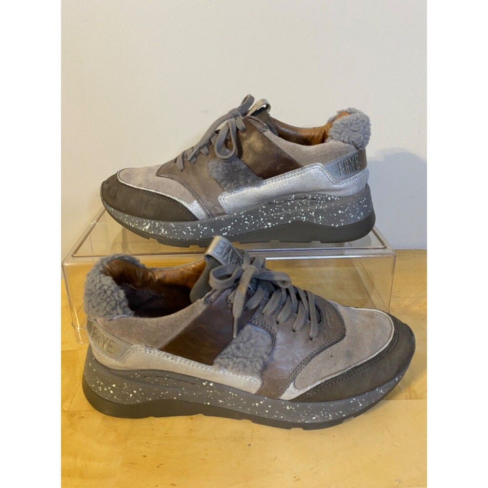FRYE WILLOW WOMEN'S LACE UP LEATHER SHEARLING SNEAKER SHOES SIZE 8
